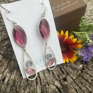 Silpada Regalia Dangle Earrings 925 Silver and Glass Accents